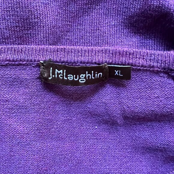 J. McLaughlin Size XL Purple Long Sleeve Button Cuff Crew Neck Sweater - Picture 2 of 11